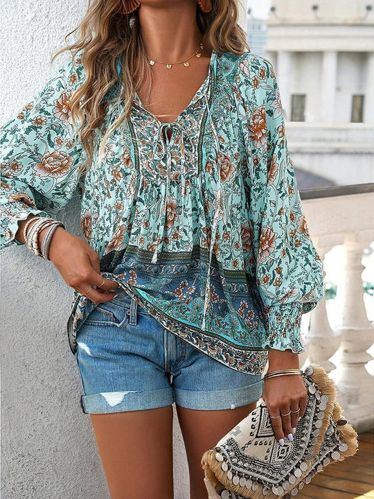 YARA – FLORAL BLOUSE WITH DRAWSTRING FIT