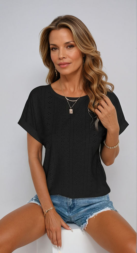SABINA – CASUAL EYELET TOP
