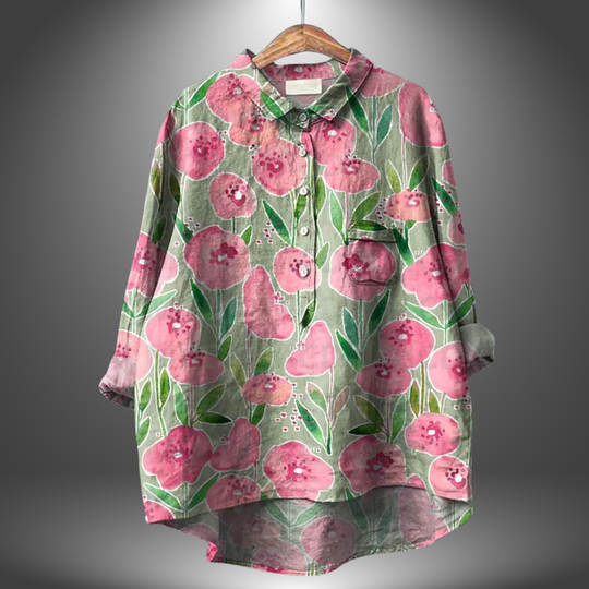 ALYS – HAND-PAINTED FLORAL BLOUSE