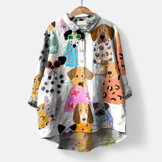 LOÏSE – COLOURFUL BLOUSE WITH ARTISTIC PRINTS