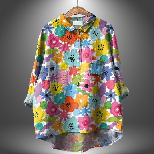 ALYS – HAND-PAINTED FLORAL BLOUSE