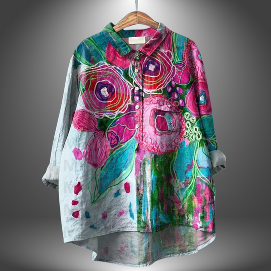 ALYS – HAND-PAINTED FLORAL BLOUSE