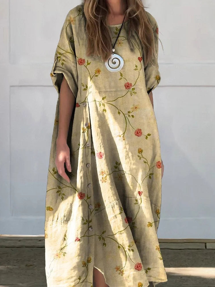 ISSA  – LINEN BOHO MAXI DRESS
