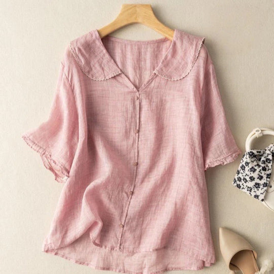 GRACE – COTTON LINEN VINTAGE BLOUSE