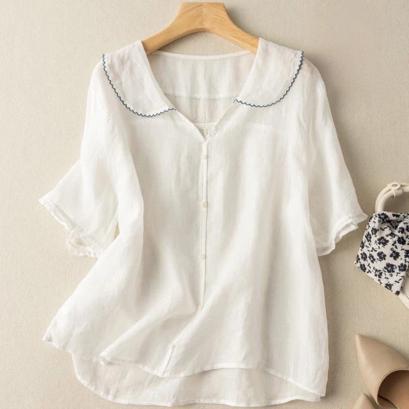 GRACE – COTTON LINEN VINTAGE BLOUSE