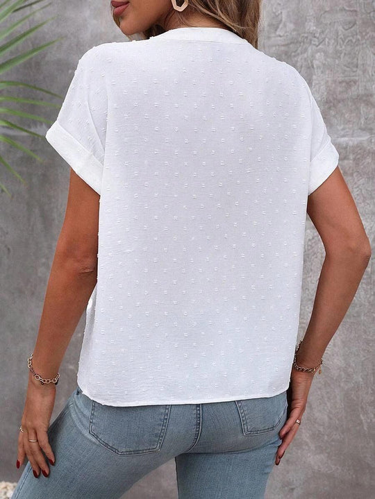 LINA – TEXTURED V-NECK BLOUSE