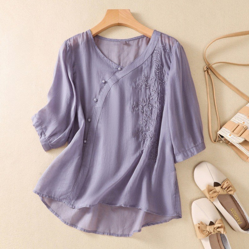 LIDIA – LONG BUTTON BLOUSE