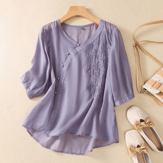 LIDIA – LONG BUTTON BLOUSE