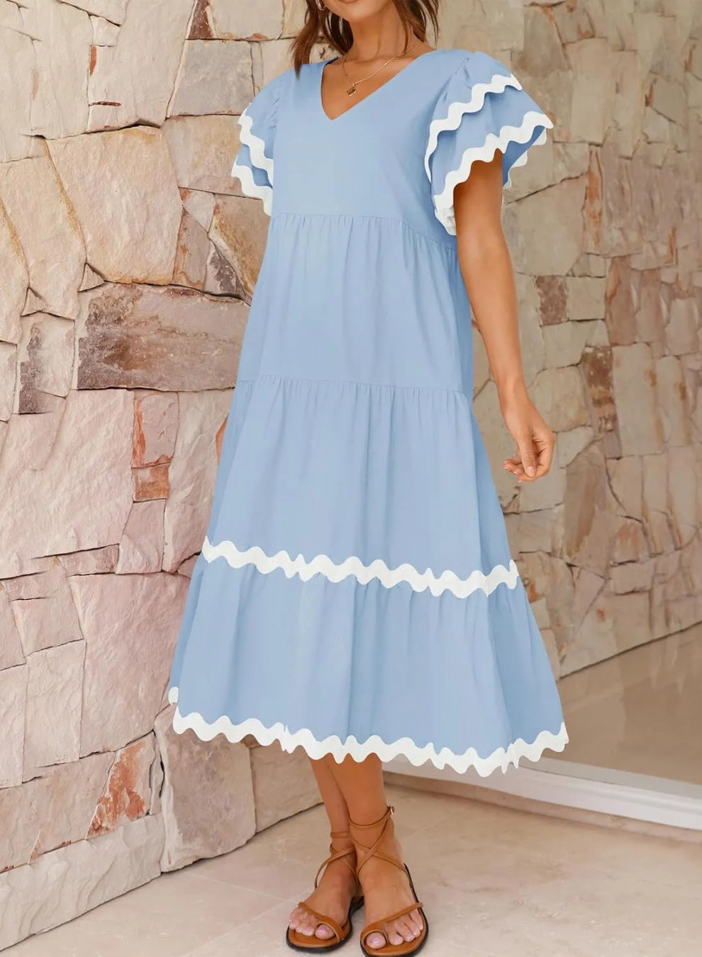 PENELOPE - RUFFLED SLEEVE MIDI DRESS