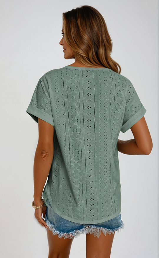SABINA – CASUAL EYELET TOP