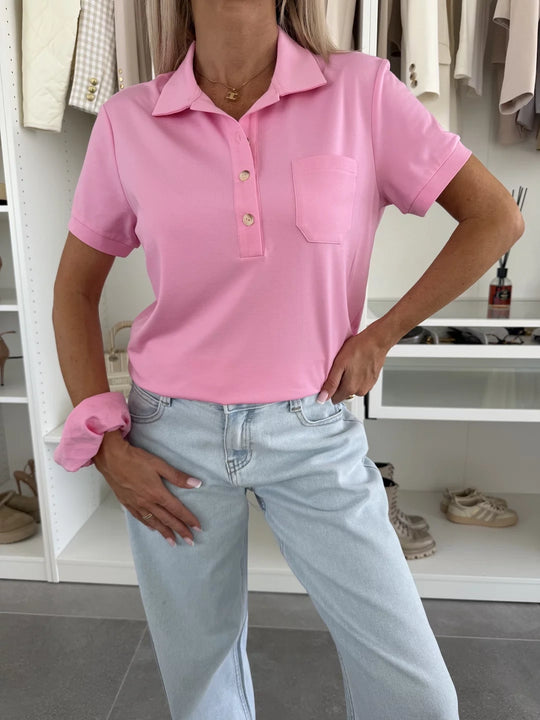ALICE – CLASSIC COLLARED TOP WITH CHEST POCKET