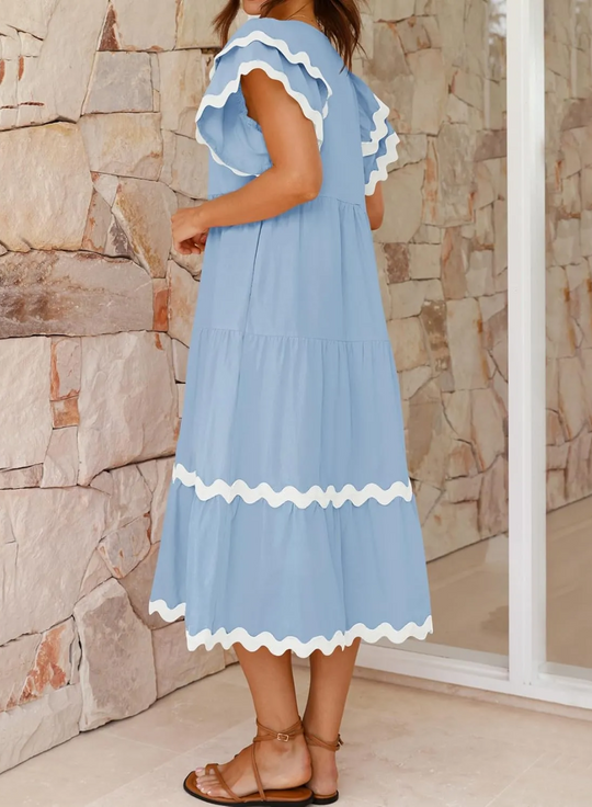 PENELOPE - RUFFLED SLEEVE MIDI DRESS