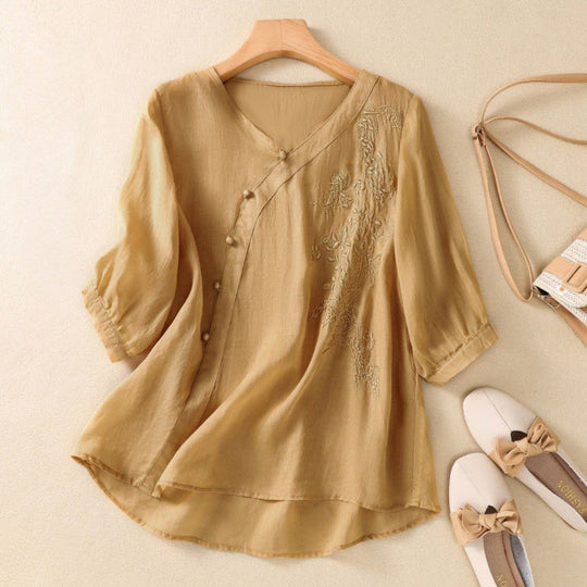 LIDIA – LONG BUTTON BLOUSE