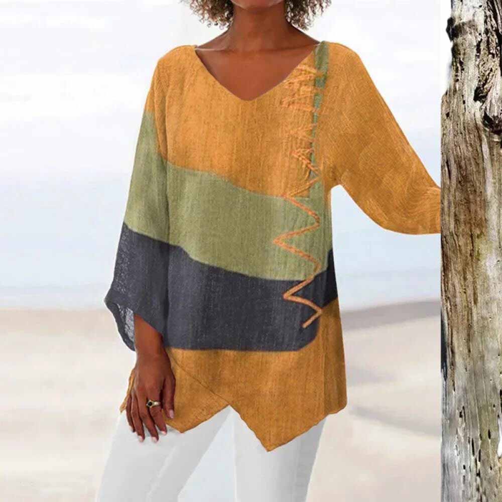 CLARISSA - STYLISH THREE-TONE BLOUSE