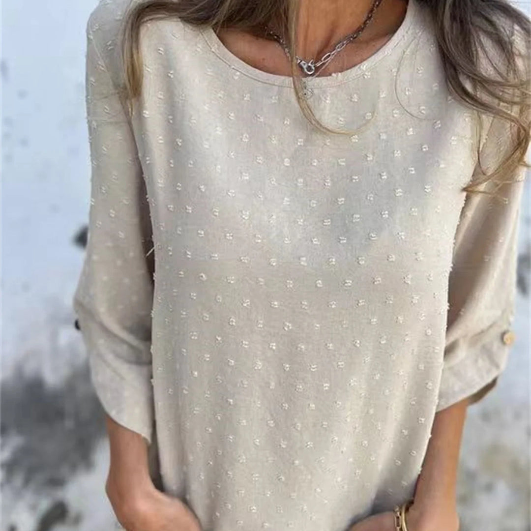 EVIE – TEXTURED ROUND NECK BLOUSE