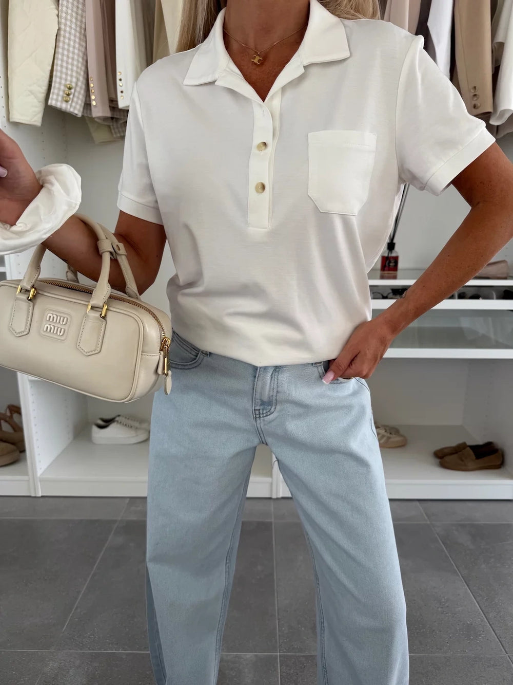 ALICE – CLASSIC COLLARED TOP WITH CHEST POCKET