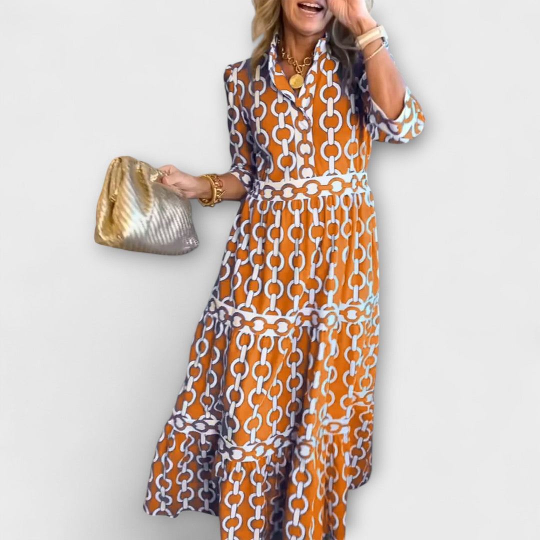 ARABELLA – CHAIN-PRINT MIDI DRESS