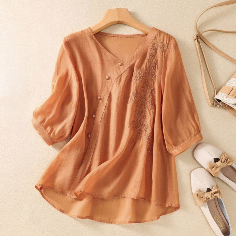LIDIA – LONG BUTTON BLOUSE
