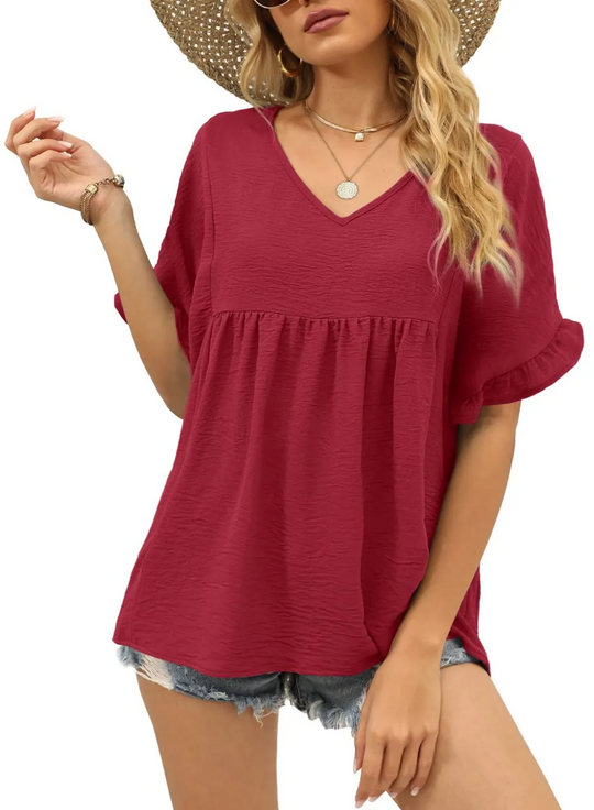 CHARLOTTE - CASUAL V-NECK TOP