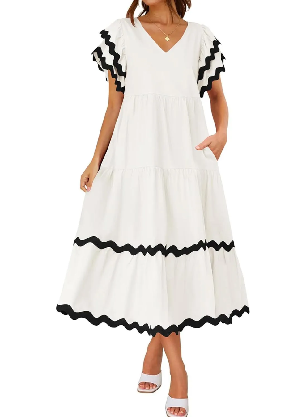 PENELOPE - RUFFLED SLEEVE MIDI DRESS