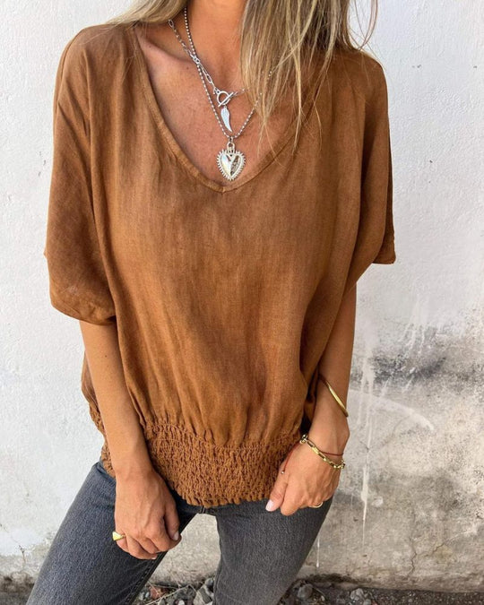 SYLVIA – RELAXED V-NECK TOP