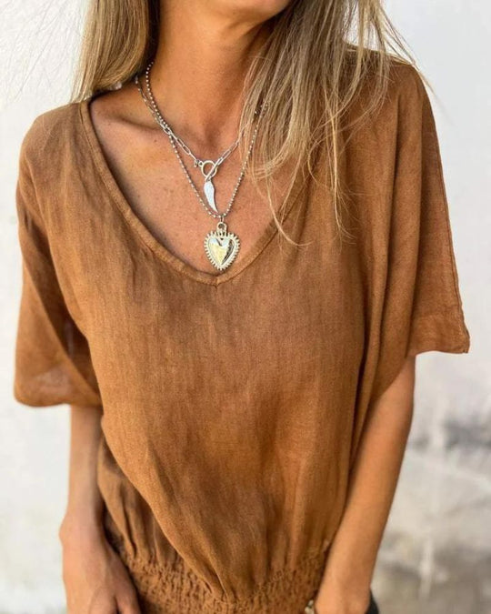 SYLVIA – RELAXED V-NECK TOP