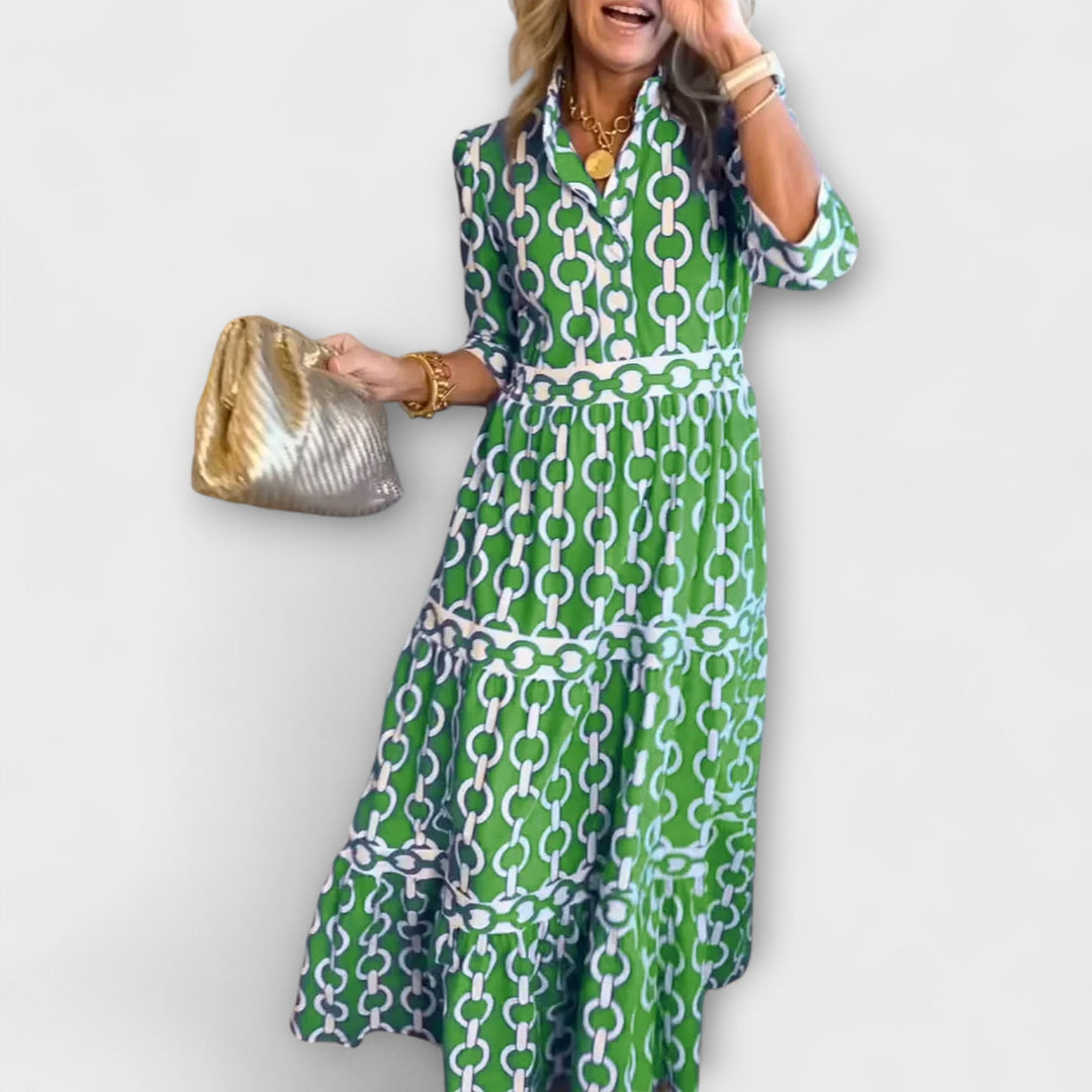 ARABELLA – CHAIN-PRINT MIDI DRESS
