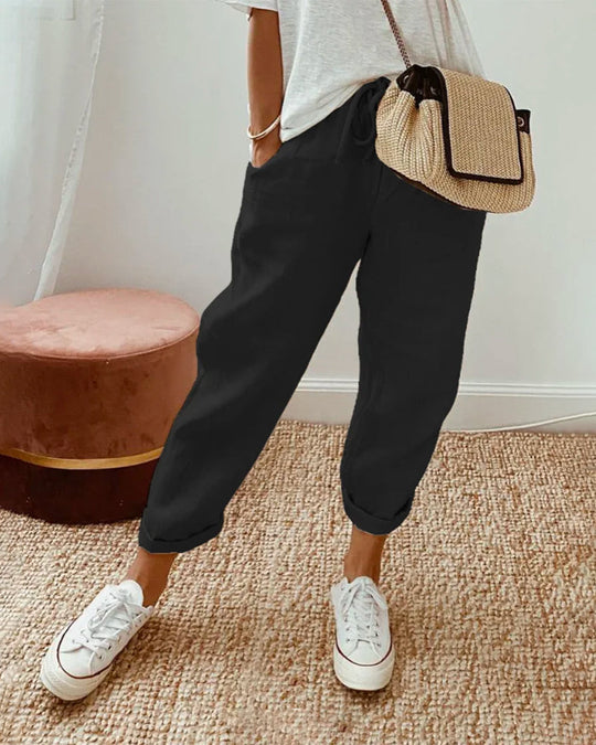 AMELIA - COTTON BLEND TROUSERS