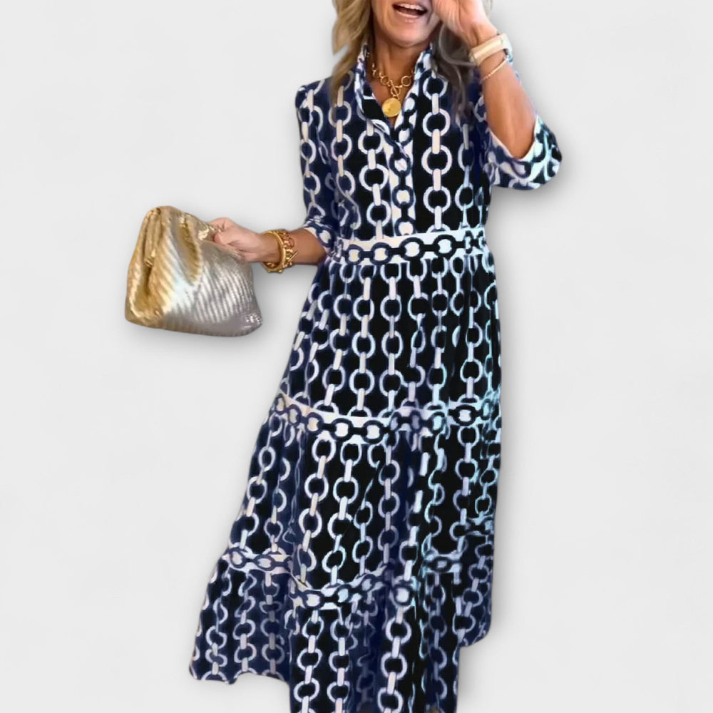 ARABELLA – CHAIN-PRINT MIDI DRESS