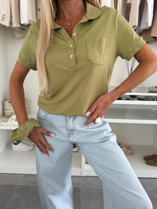 ALICE – CLASSIC COLLARED TOP WITH CHEST POCKET