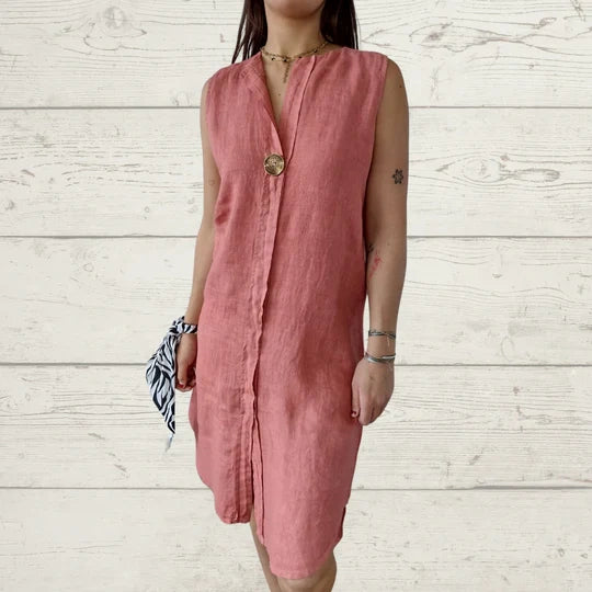 FREDA – BUTTON-UP SOLID COLOUR DRESS