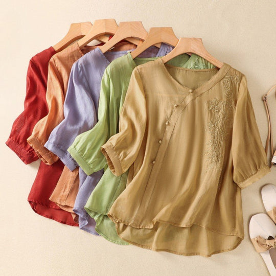 LIDIA – LONG BUTTON BLOUSE