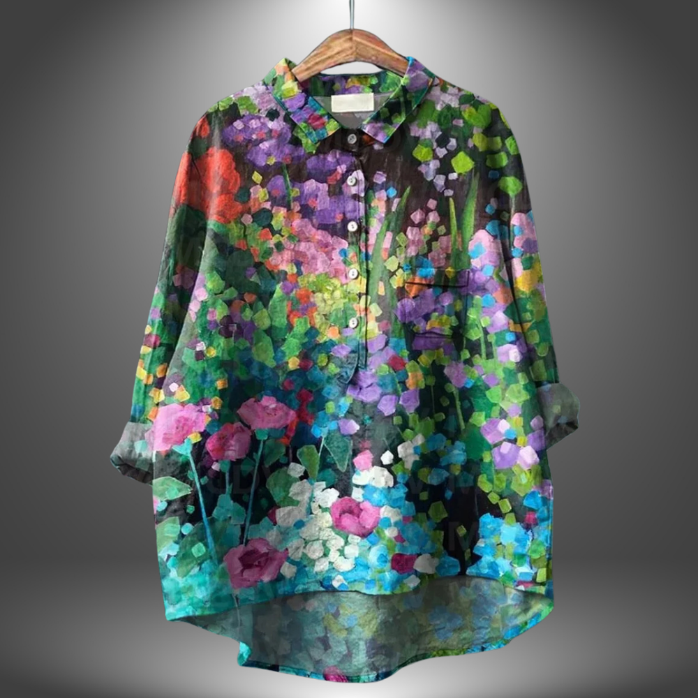 ALYS – HAND-PAINTED FLORAL BLOUSE