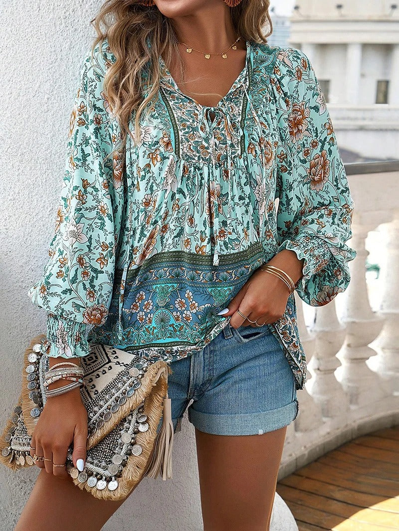 YARA – FLORAL BLOUSE WITH DRAWSTRING FIT