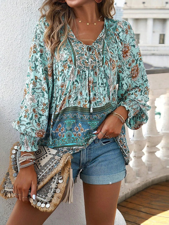 YARA – FLORAL BLOUSE WITH DRAWSTRING FIT