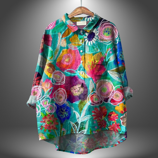 ALYS – HAND-PAINTED FLORAL BLOUSE