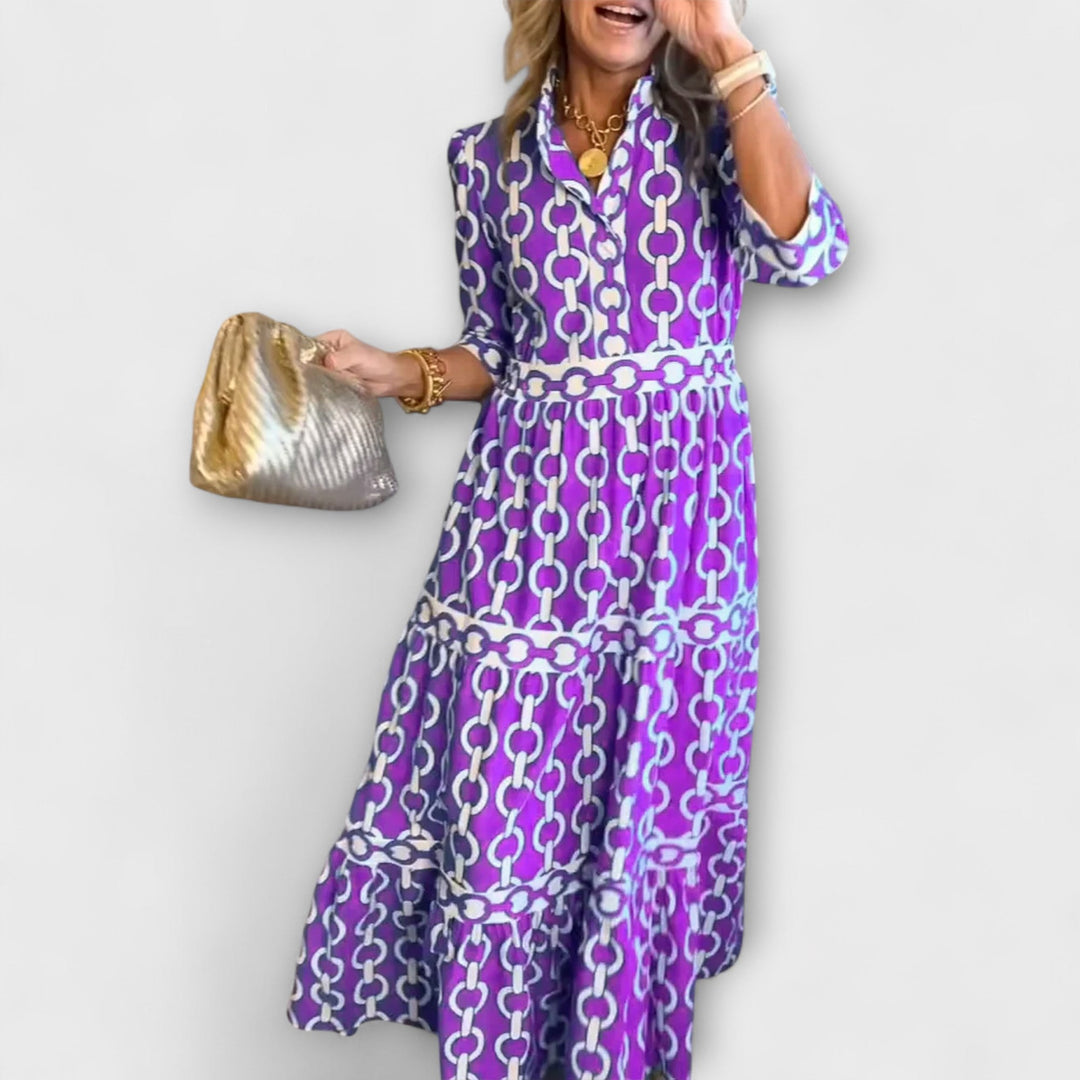 ARABELLA – CHAIN-PRINT MIDI DRESS