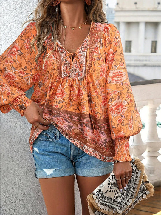 YARA – FLORAL BLOUSE WITH DRAWSTRING FIT