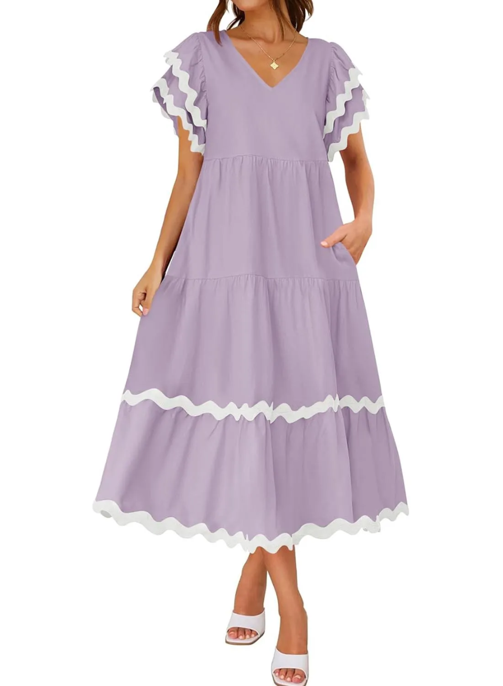 PENELOPE - RUFFLED SLEEVE MIDI DRESS