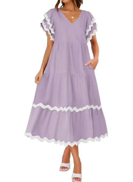 PENELOPE - RUFFLED SLEEVE MIDI DRESS