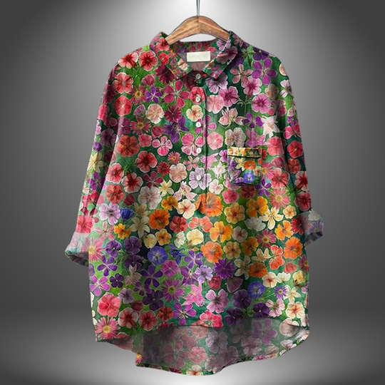 ALYS – HAND-PAINTED FLORAL BLOUSE