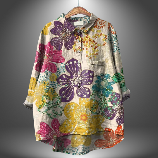 ALYS – HAND-PAINTED FLORAL BLOUSE