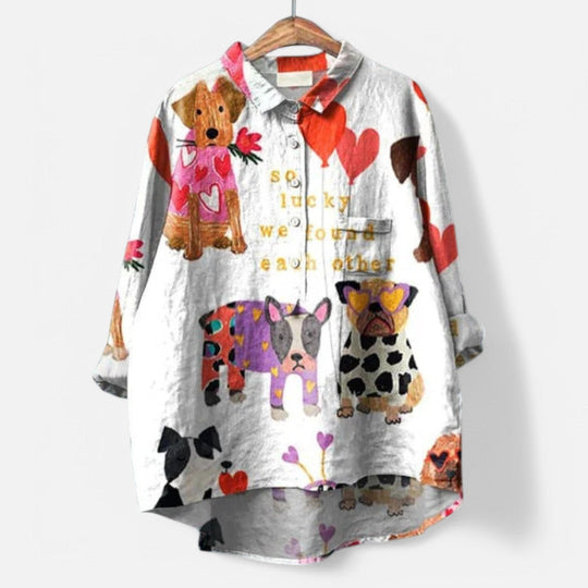 LOÏSE – COLOURFUL BLOUSE WITH ARTISTIC PRINTS