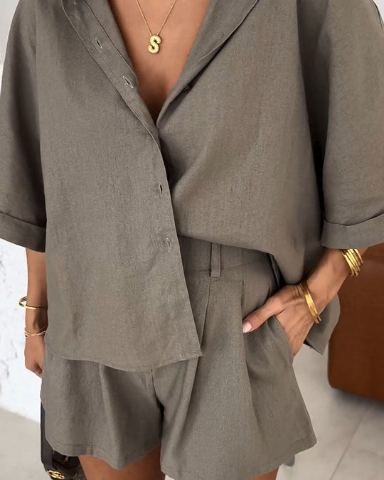 LENA – RELAXED BLOUSE & SHORTS SET