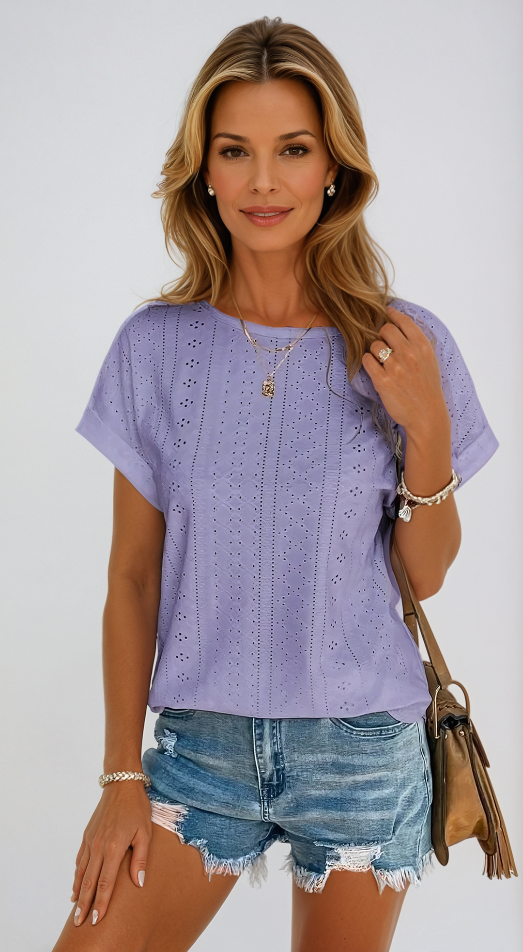 SABINA – CASUAL EYELET TOP