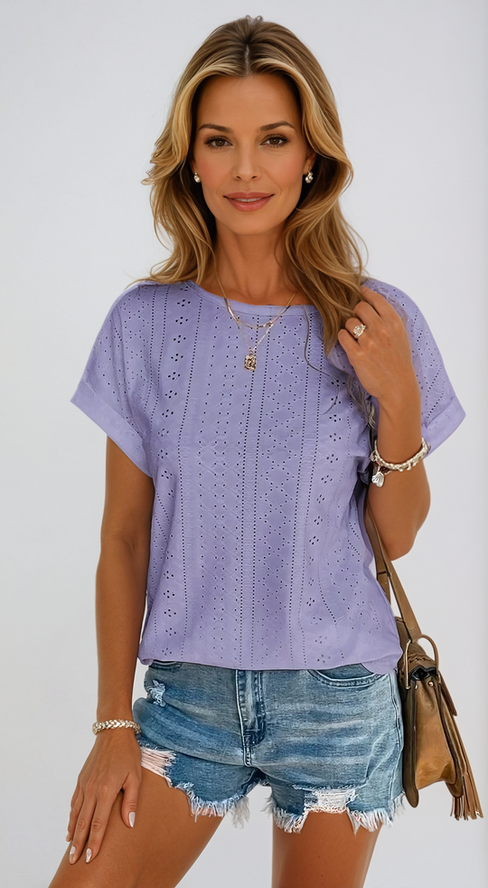 SABINA – CASUAL EYELET TOP