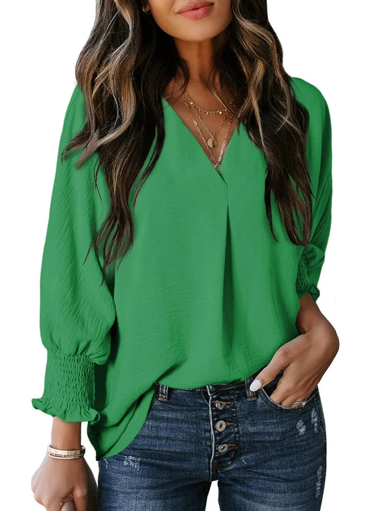 AMELIA - 3/4 SLEEVE V-NECK BLOUSE