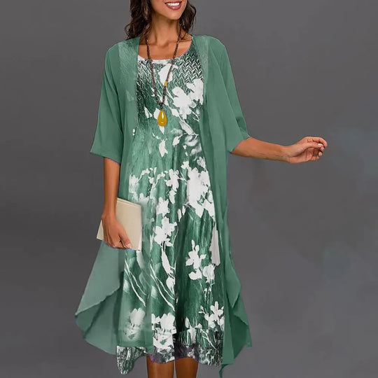 HANNAH – FLORAL DRESS & CARDIGAN SET