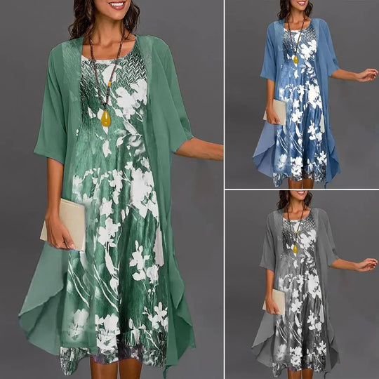 HANNAH – FLORAL DRESS & CARDIGAN SET