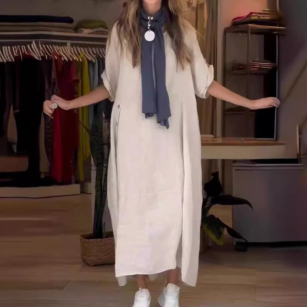 ISSA  – LINEN BOHO MAXI DRESS